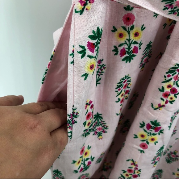 Ann Taylor 4 Floral Linen Blend Tie Waist Sheath Dress Pink 0892 - Picture 6 of 10